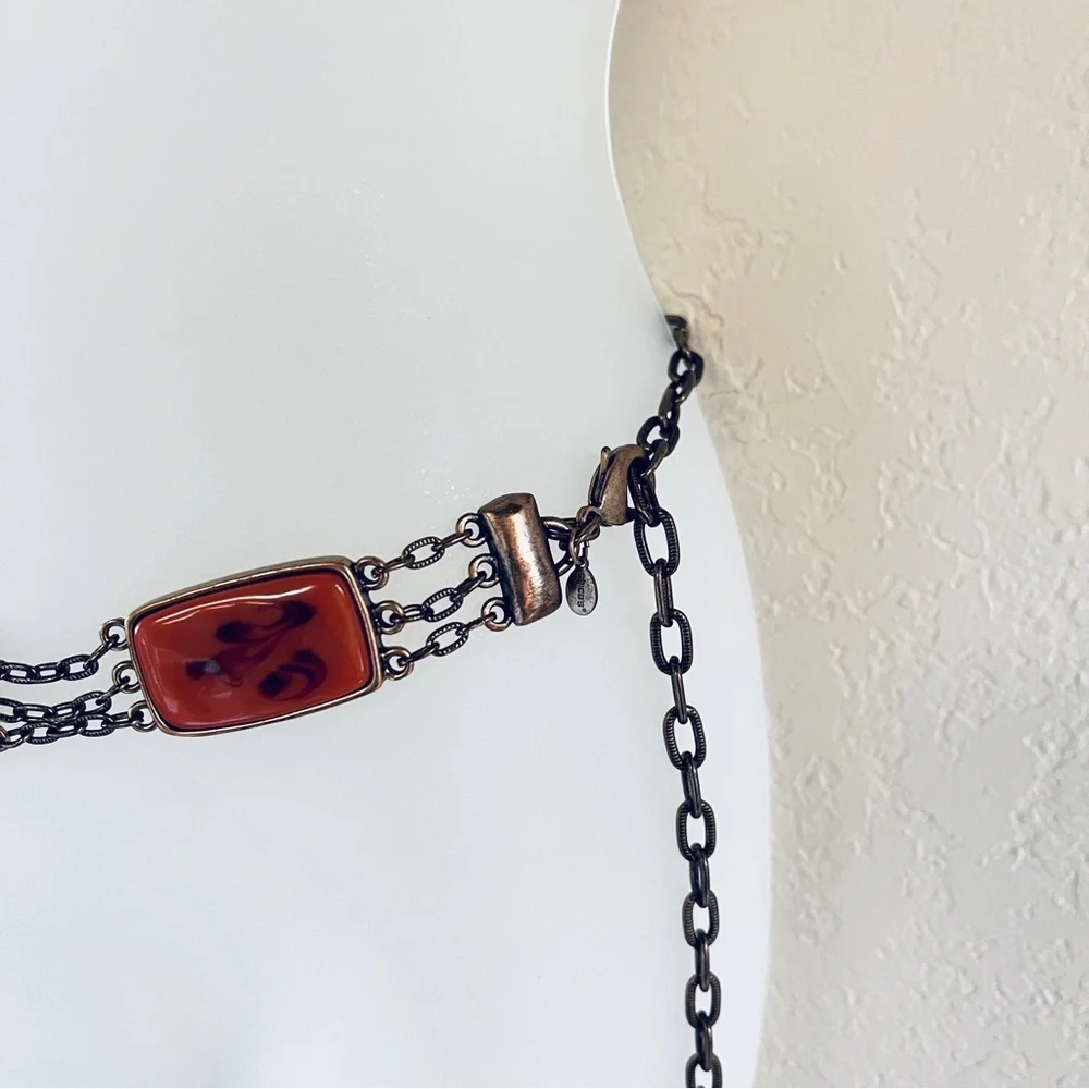 Vintage aged brass tone, Bohemian, chic chain small adjustable hip belt